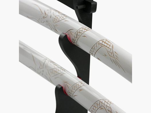 Epic Swords Katana Wakizashi White Dragon Daisho Par de Espadas con Cuchillas Romas incluyendo Soporte para Espadas y Accesorios