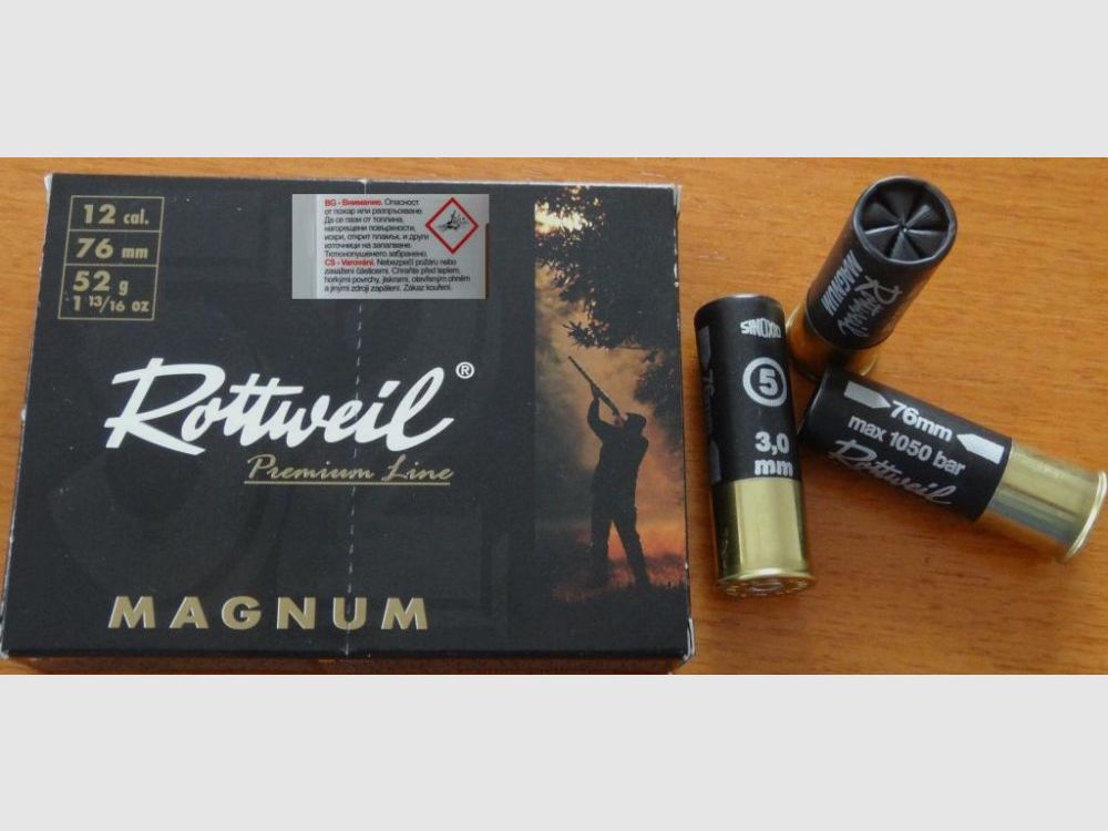 Rottweil Rottweil: Magnum Schrotpatronen 12/76-3,0mm 52g