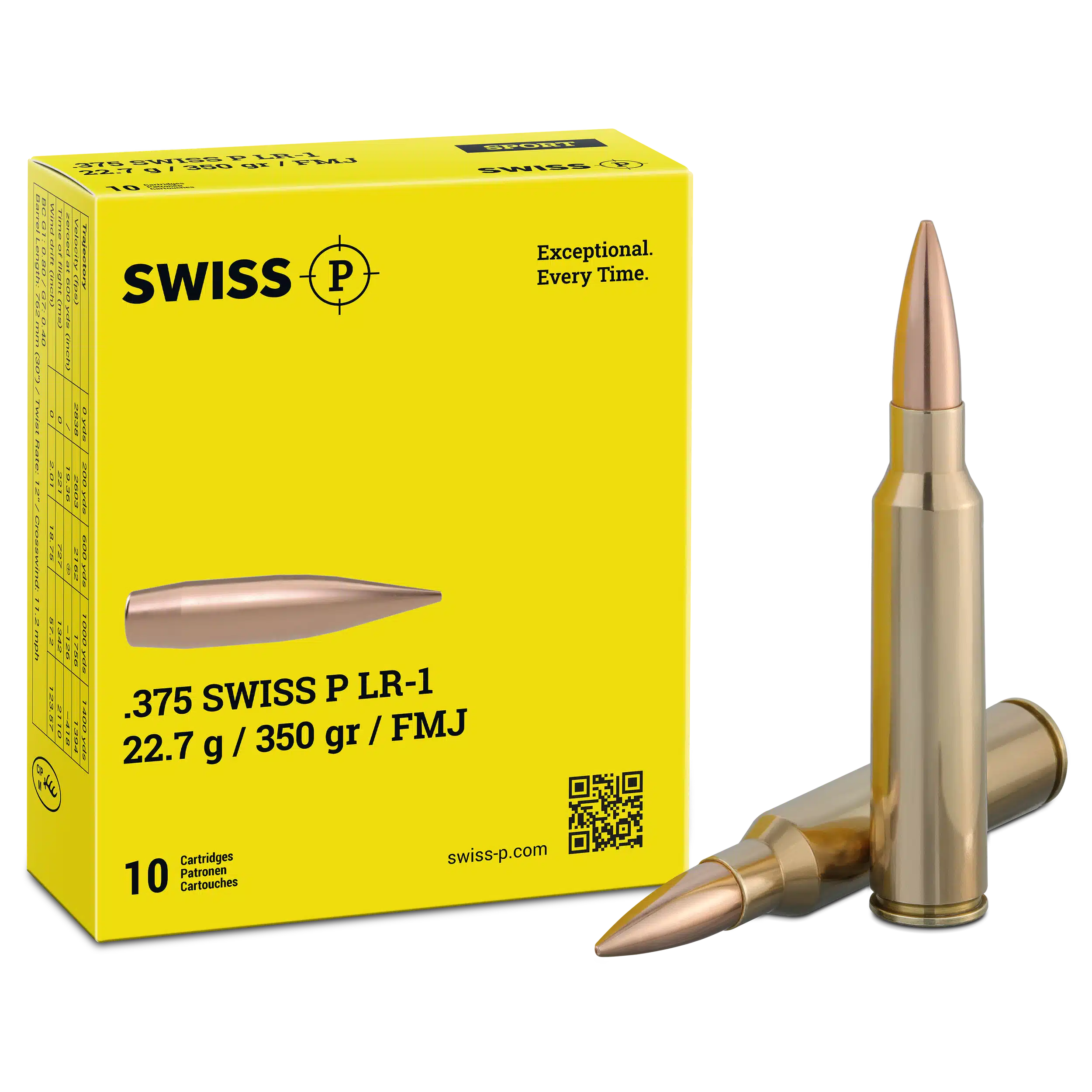 .375 Swiss P LR-1 FMJ 22.7g / 350grs. – 10 pcs.