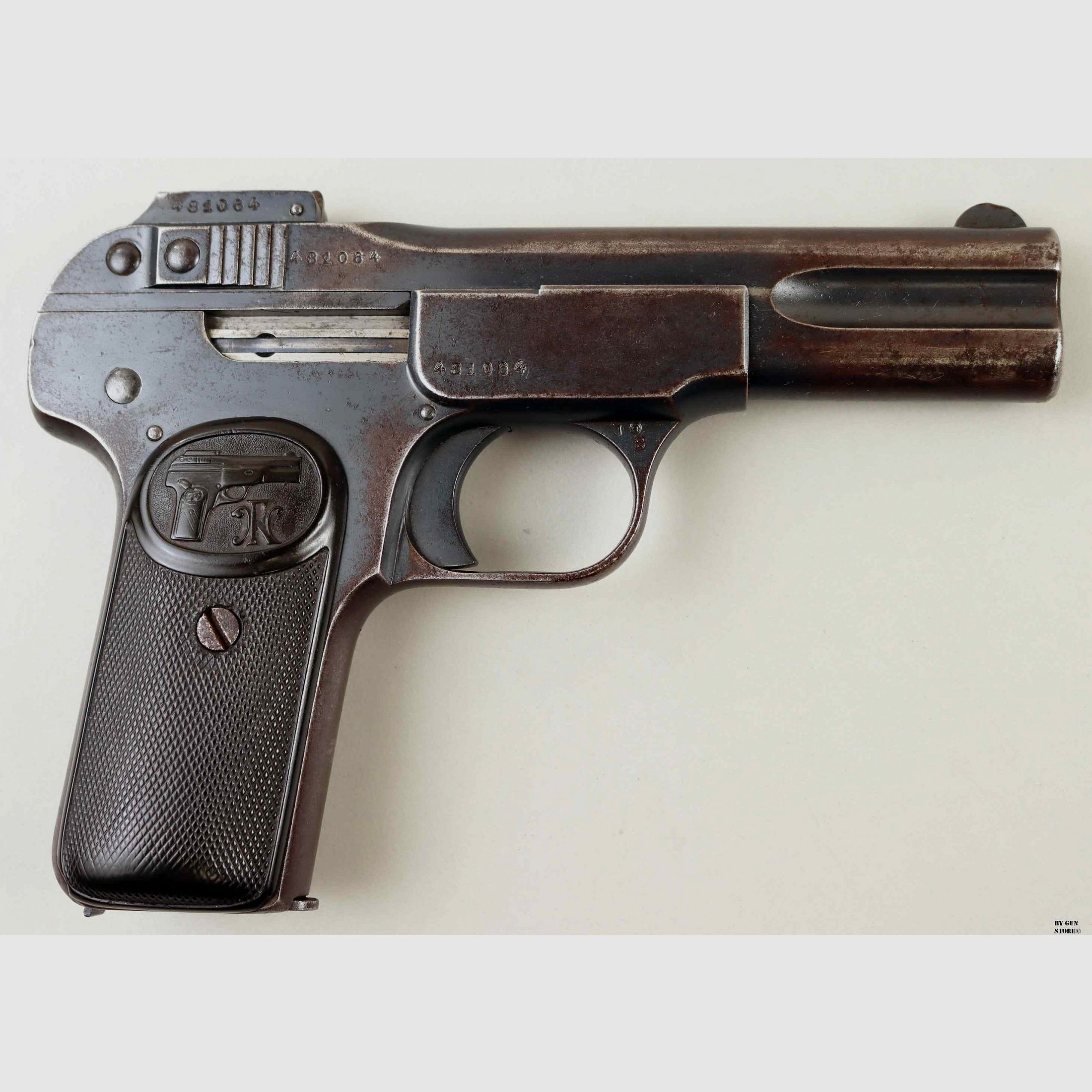 PISTOLE F.N. BROWNING MOD. 1900 CAL. 7,65 MM MATR. 481064, image 3 sur 7