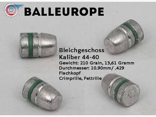 500 Blei Geschosse .44-40 WCF 220 Grain 13.61 Gramm Ø.429 10,90mm FK Balleurope Crimp Winchester L45