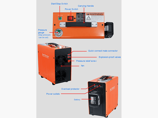 Mini-3 PCP compressor op 230 volt of accu 300 Bar