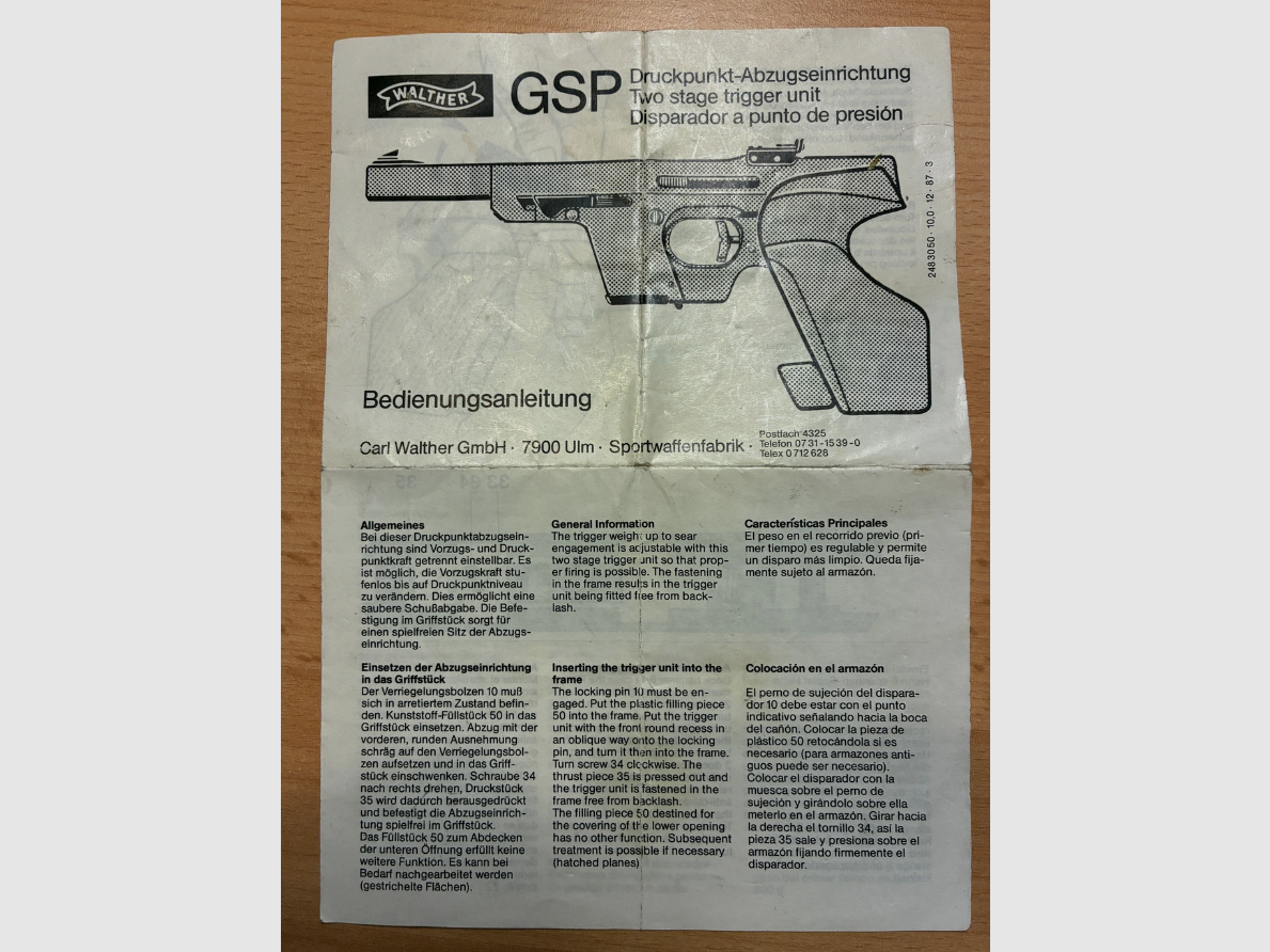 Walther Druckpunkt-Abzugseinrichtung Bedienungsanleitung, Bild 1 von 2