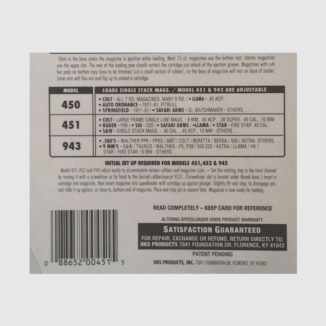 HKS Speed Loader Magazine Model 451
