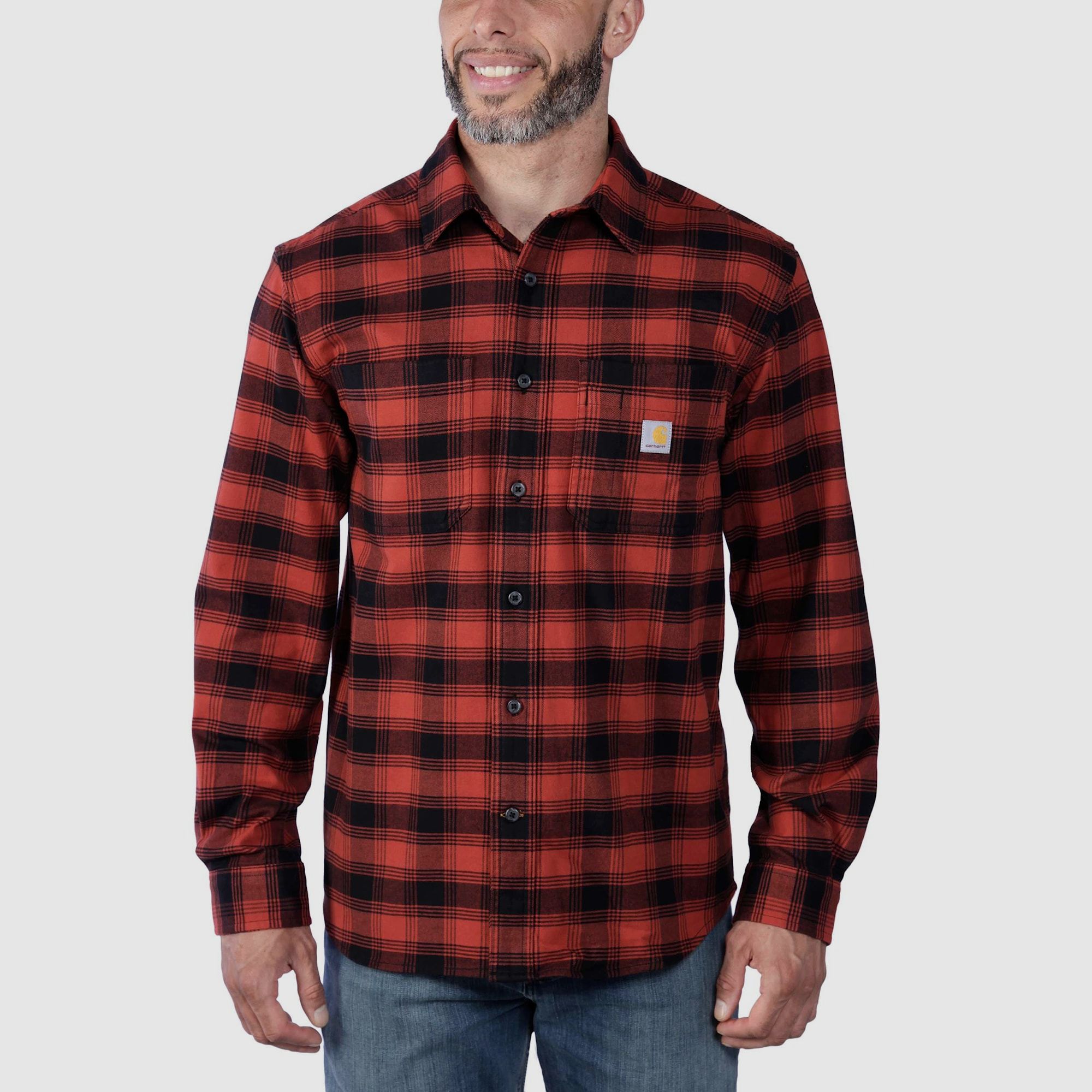 Carhartt Midweight Flannel Shirt Mens Red Ochre S