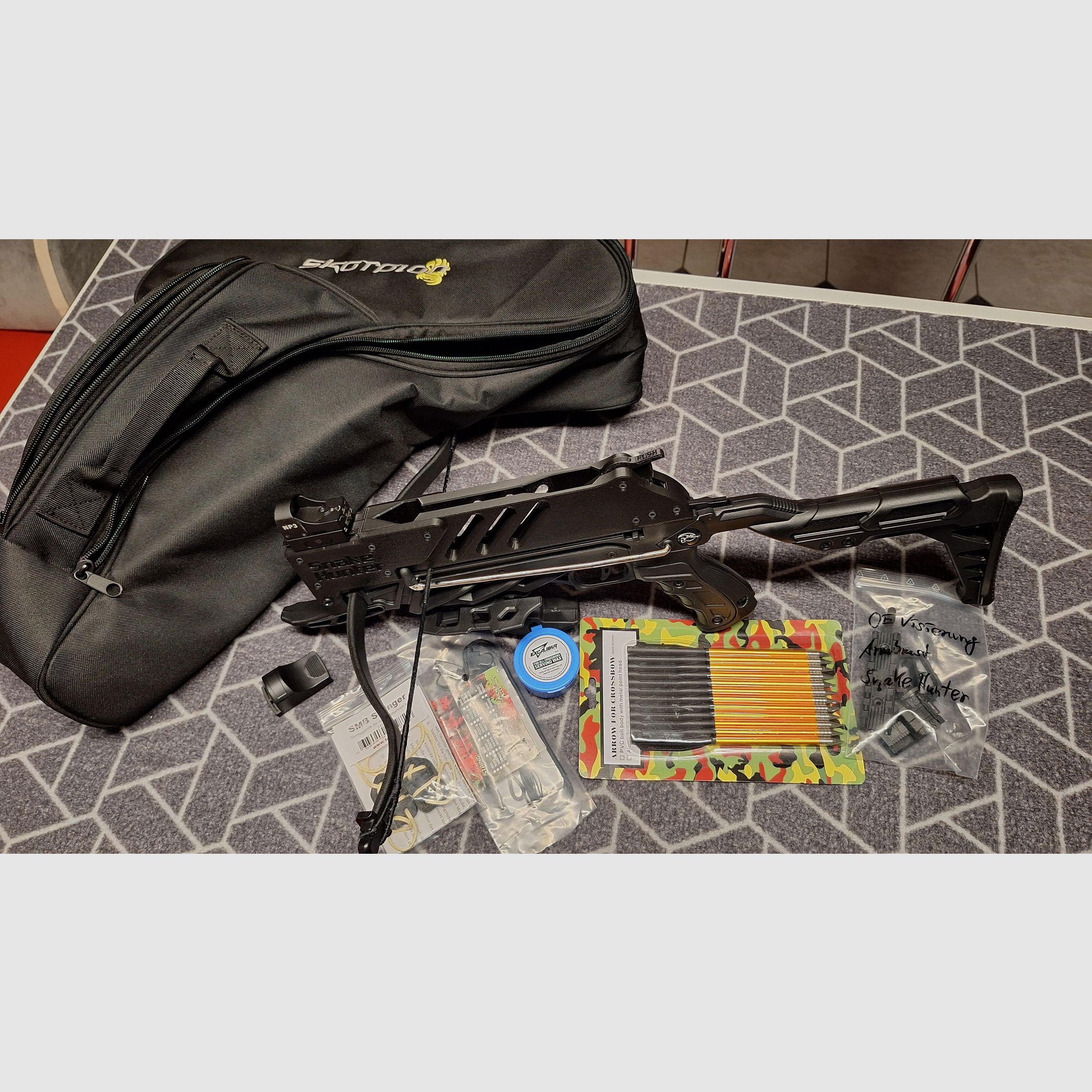 Pistola de ballesta "Snake Hunter" 7 disparos cargador/Punto Rojo/Bolsa-NUEVO!