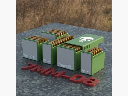 Filamelt Munitionsbox / Ammo Box 7mm-08 REM – Patronenbox für 50 Schuss, Made in Germany