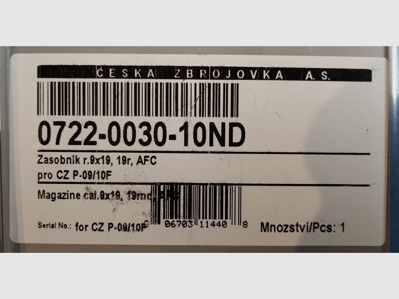CZ P-10 / P-09 9x19mm 19-Schuss Magazine