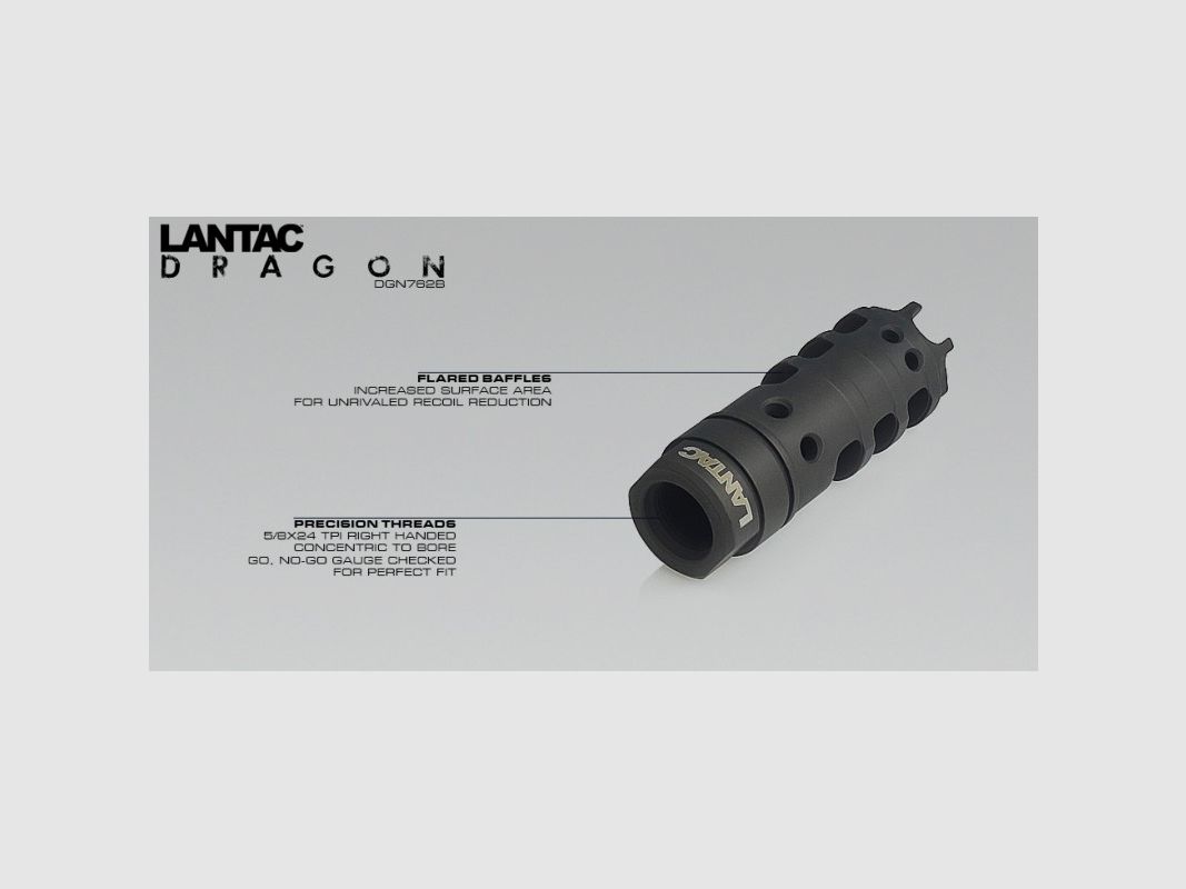 LANTAC Dragon™ Muzzle Brake DGN762B™ voor AR10, AR 308 Stijl Gewehren, afbeelding 4 van 5
