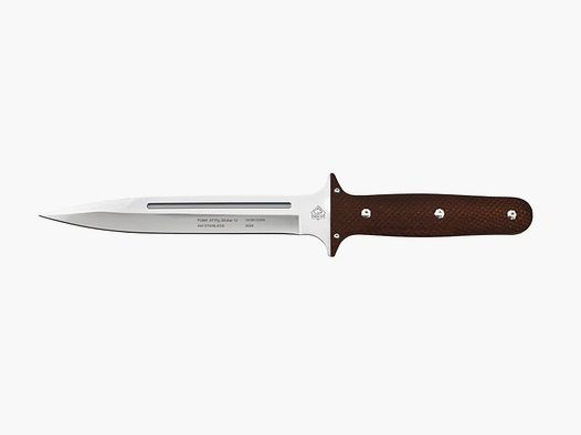 PUMA XP pig sticker 13, Abfangmesser, Pakkaholz braun mit Fischhaut, Lederscheide