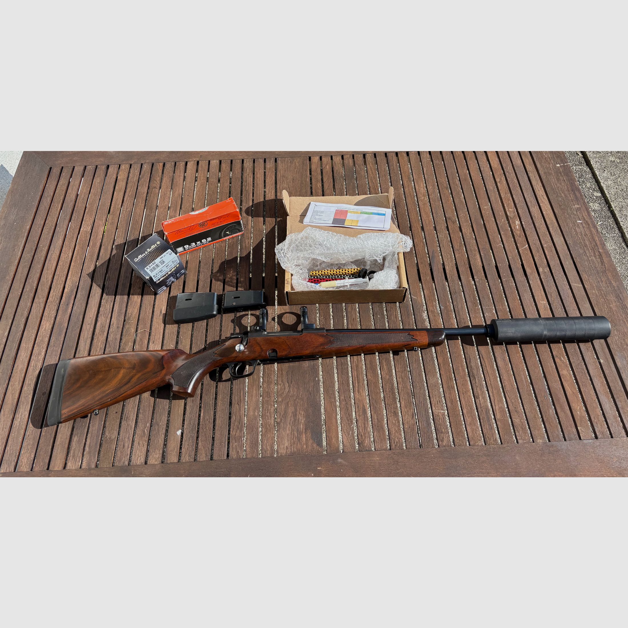 Tikka 695, cal. 9.3x62 with silencer