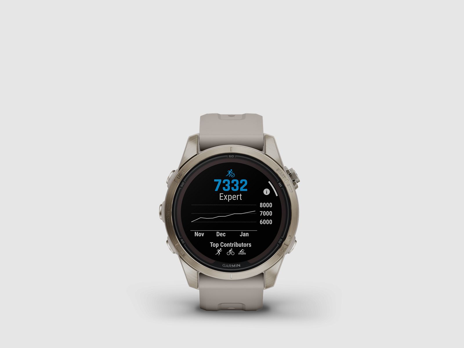 Garmin fēnix® 7S Pro – Sapphire Solar Edition, Beige/Oro chiaro con cinturino in silicone QuickFit® da 20 mm