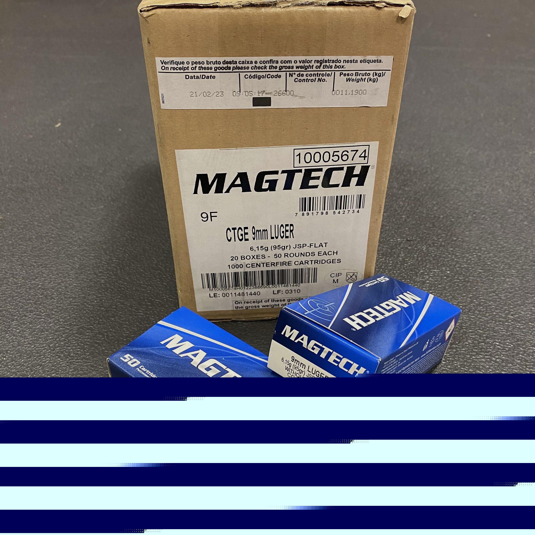Magtech 9mm Luger (9x19) 95grs JSP-Flat // 1000 Stück