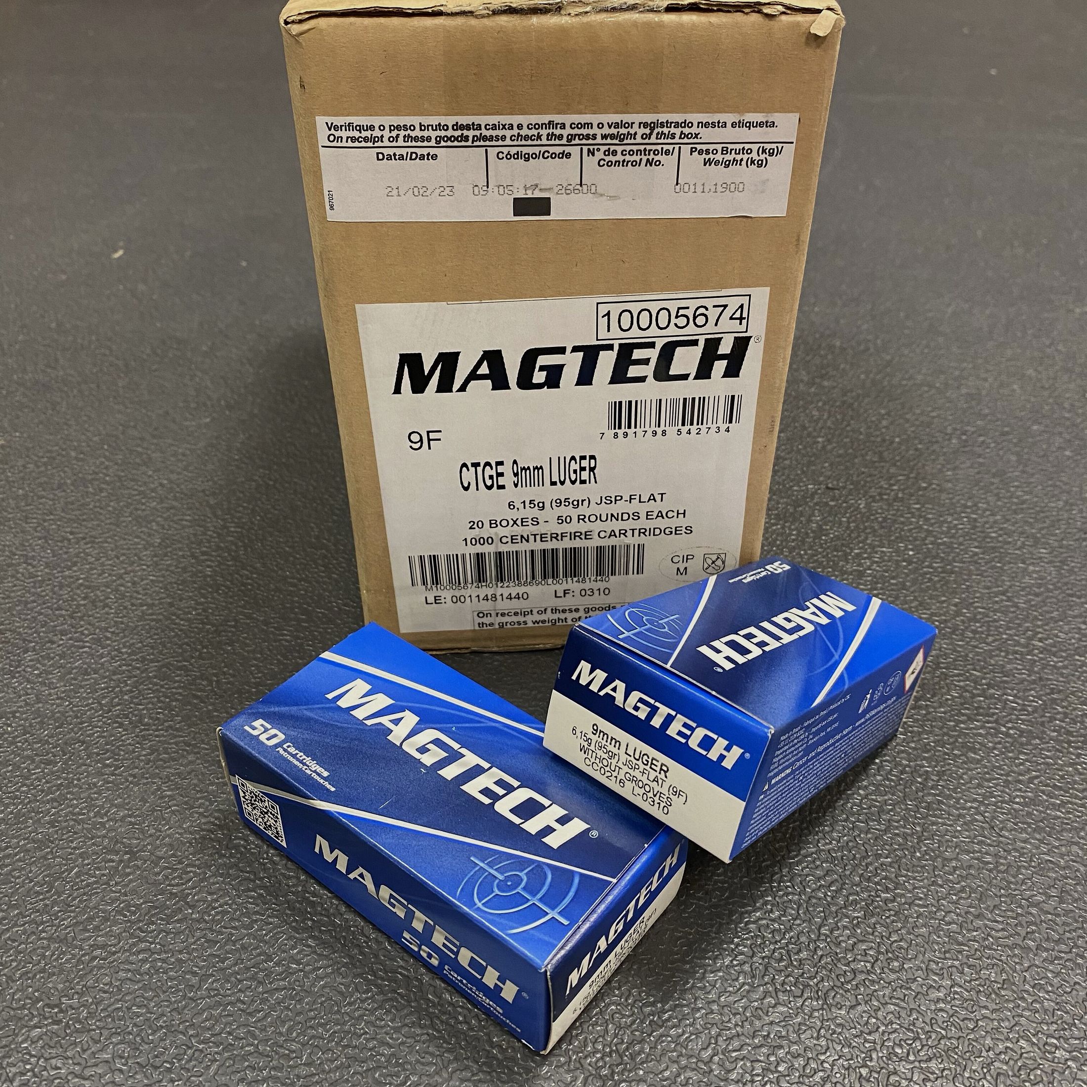 Magtech 9mm Luger (9x19) 95grs JSP-Flat // 1000 Stück