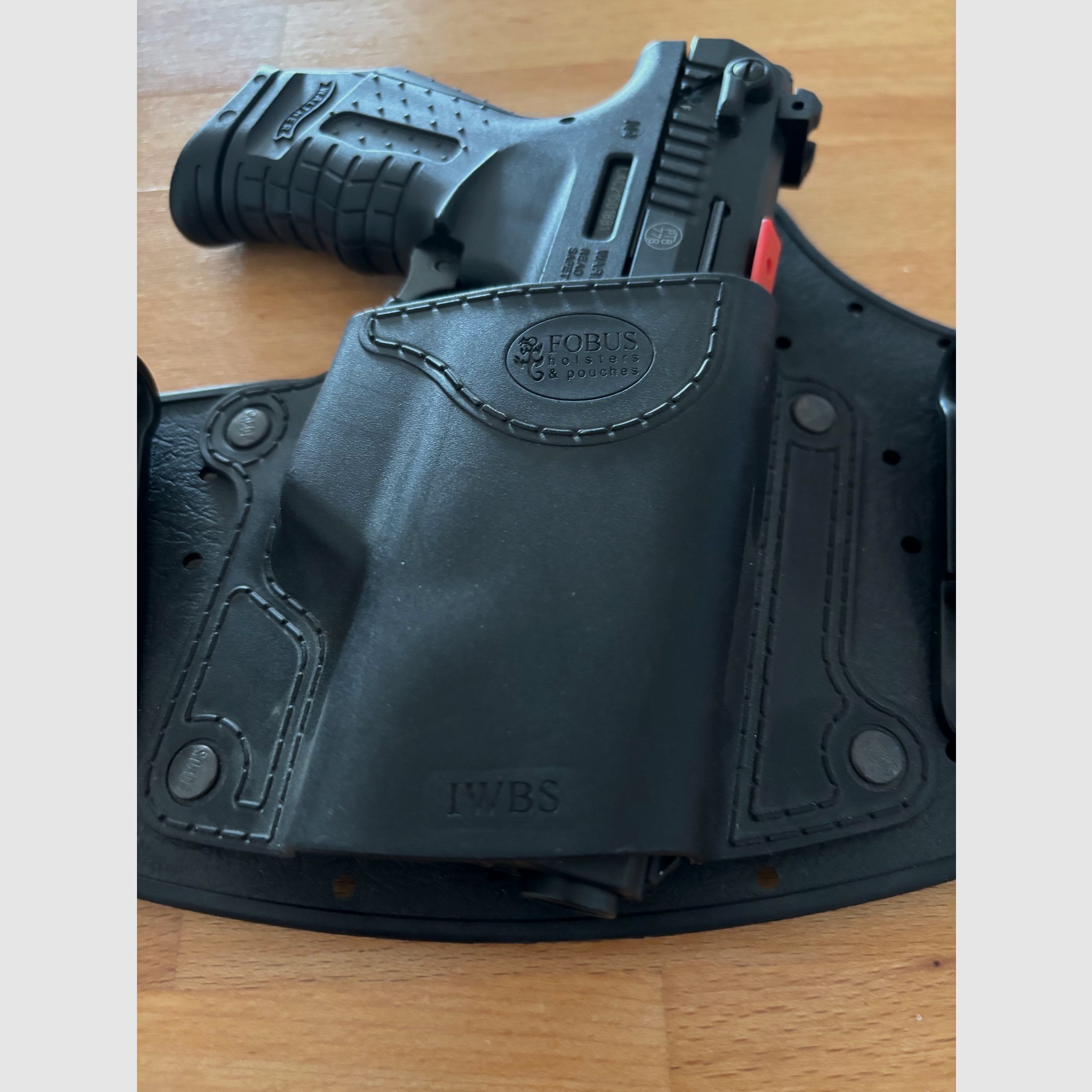 Walther P22 blank firing pistol incl. launch cup and Fobus IWB holster