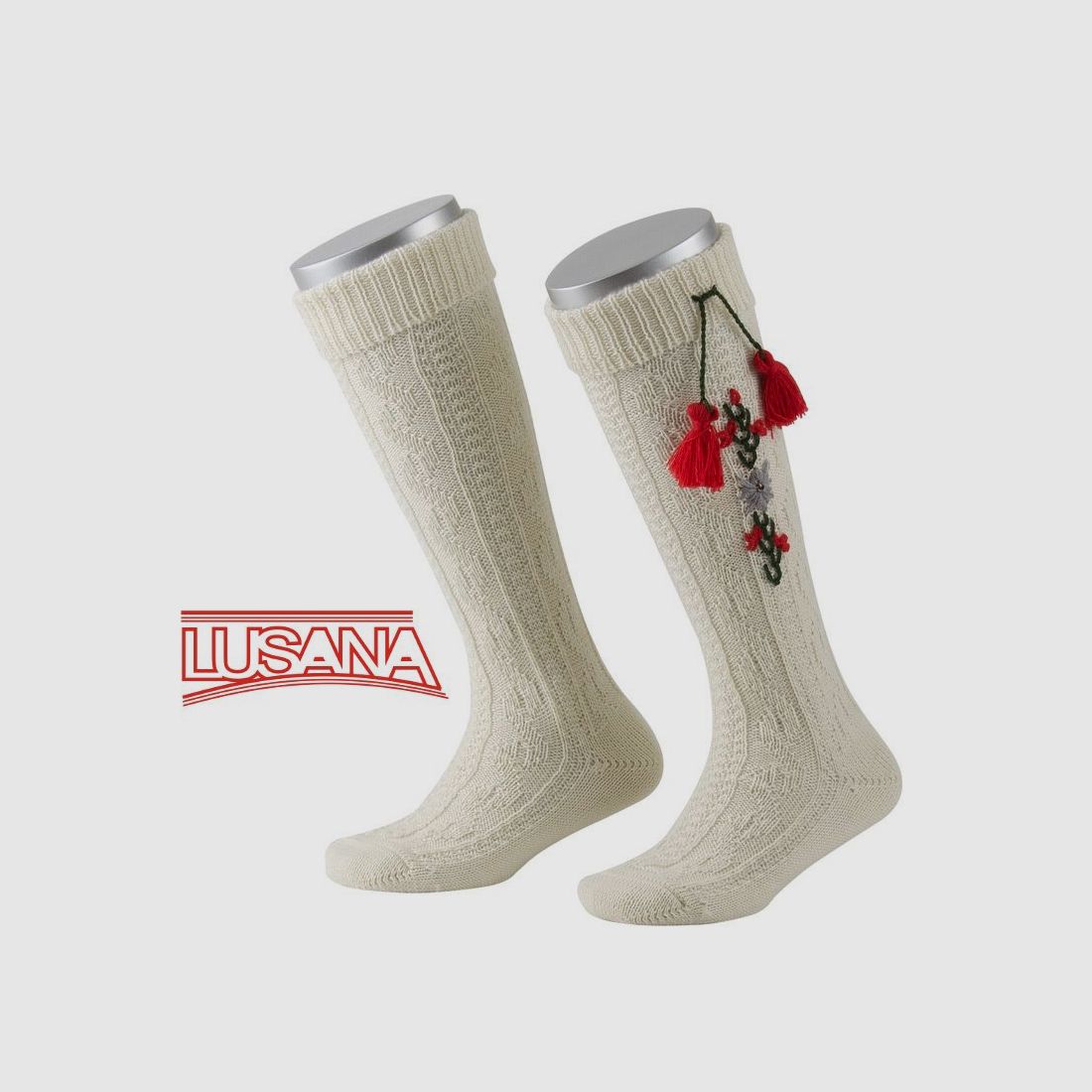 Lusana Kinder Kniestrumpf in Cream (25)