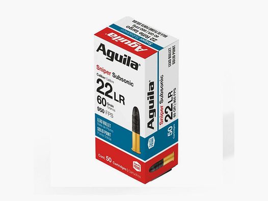 AGUILA CAL 22 LR SNIPER SUBSONIC 60 GRAINS