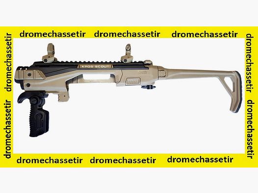 Kpos Fab Defense Scout do Glock 17, 19, 22, 23, 25, 31 i 32 z przyrządami celowniczymi, składaną kolbą, torbą transportową, TAN