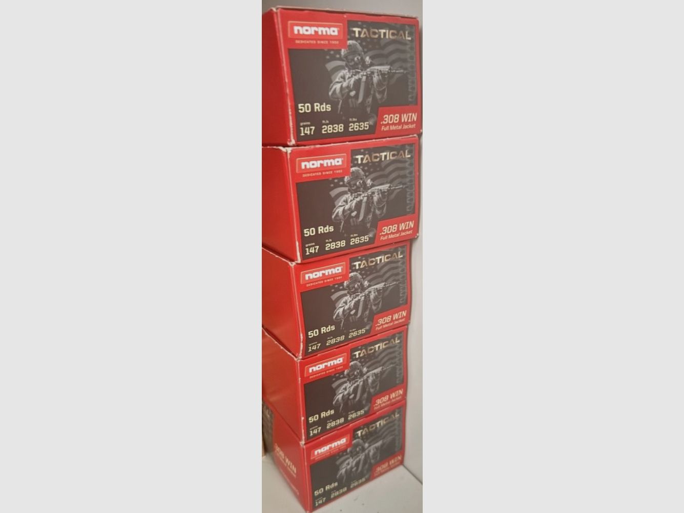 Norma .308 Win TACTICAL Vollmantel 9,5g/ 147 grain insgesamt 650 Schuss in versiegelter Originalverpackung