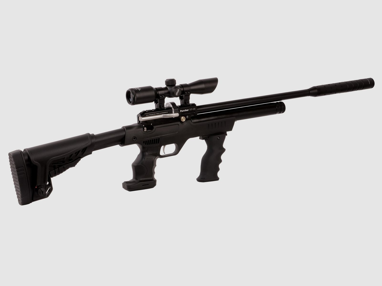 Pressluftgewehr Kral Arms Puncher NP-03 Carbine SWS-Set inklusive Zielfernrohr SchalldĂ¤mpfer und Combat-Griff Kaliber 4,5 mm (P18)