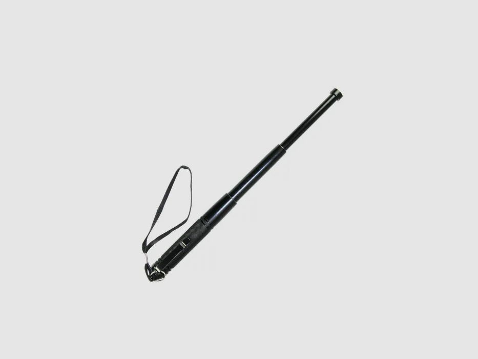 Mini Teleskopschlagstock 13 Zoll Schwarz mit Clip und Handschlaufe