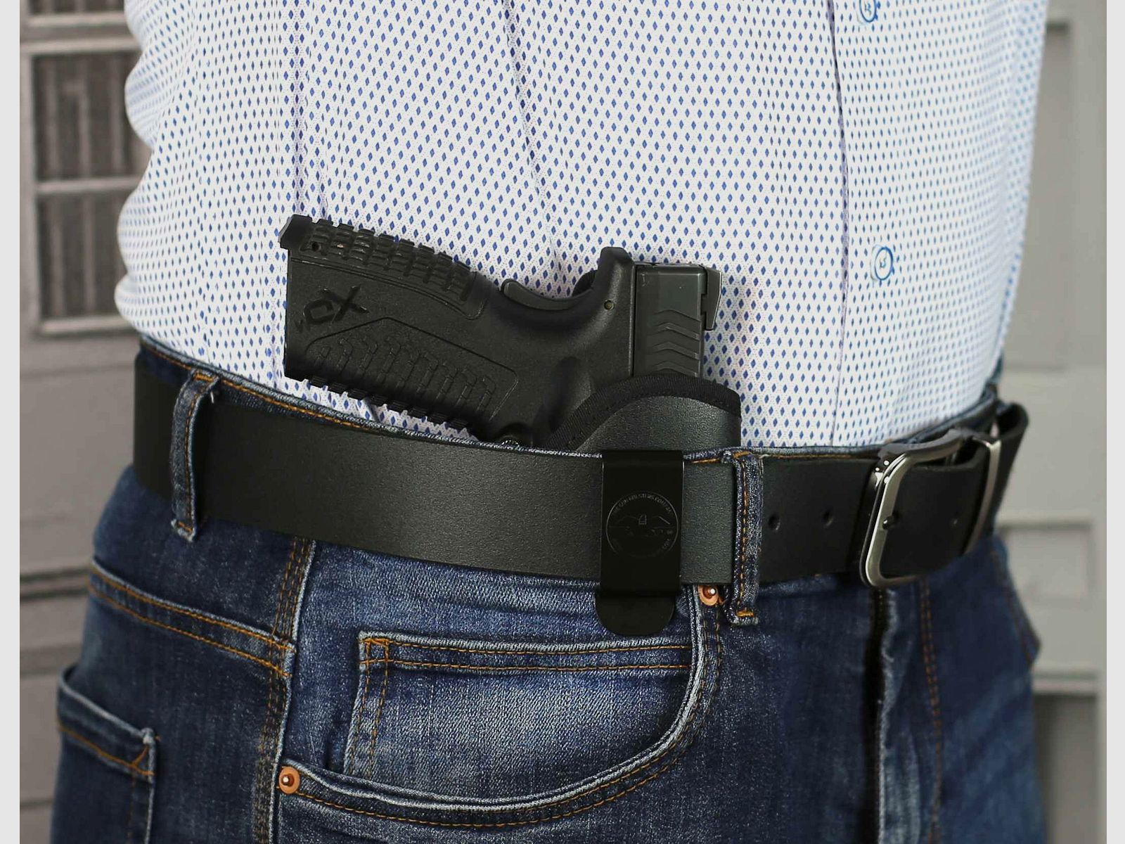 Funda IWB Falco para CZ P-10C, para zurdos, sujeción al cinturón de 1,5"/40 mm, de nailon con elementos de cuero, negra, mod. (A805 Smith), imagen 4 de 4