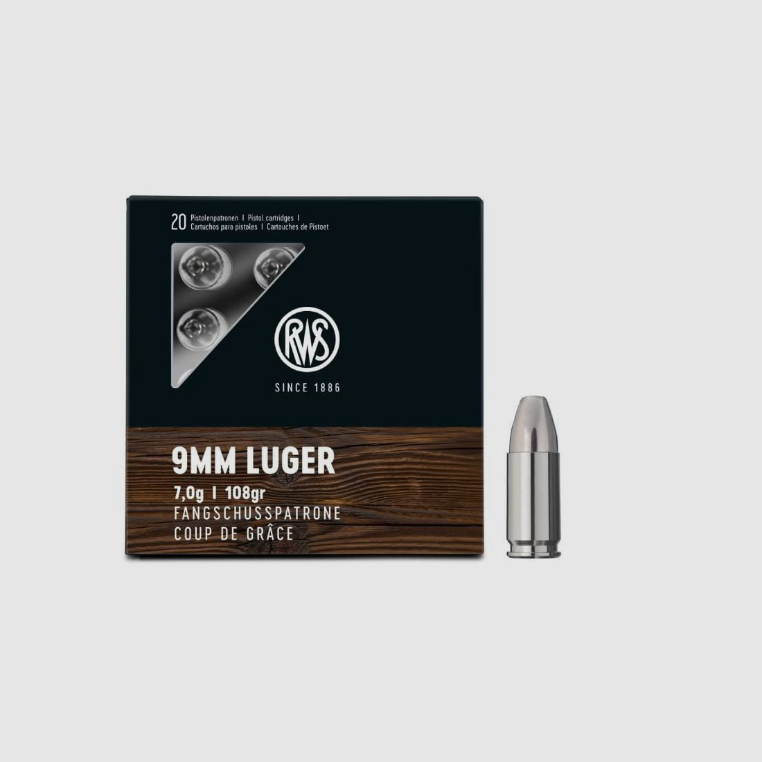 RWS 9mm Luger Fangschusspatrone Coup de Grâce 108 gr - 20 Stk.