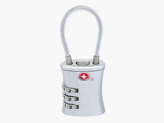 TSA Kofferschloss "Comfort" mit Stahlseil in Silber