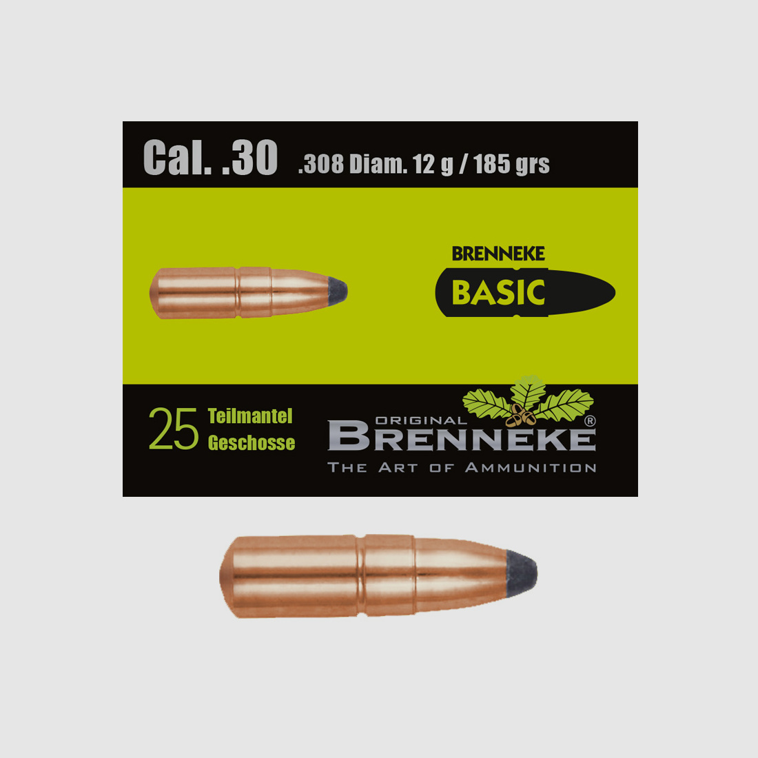 Brenneke kogel .30 (.308) BASIC 12g / 185grs 25 stuks