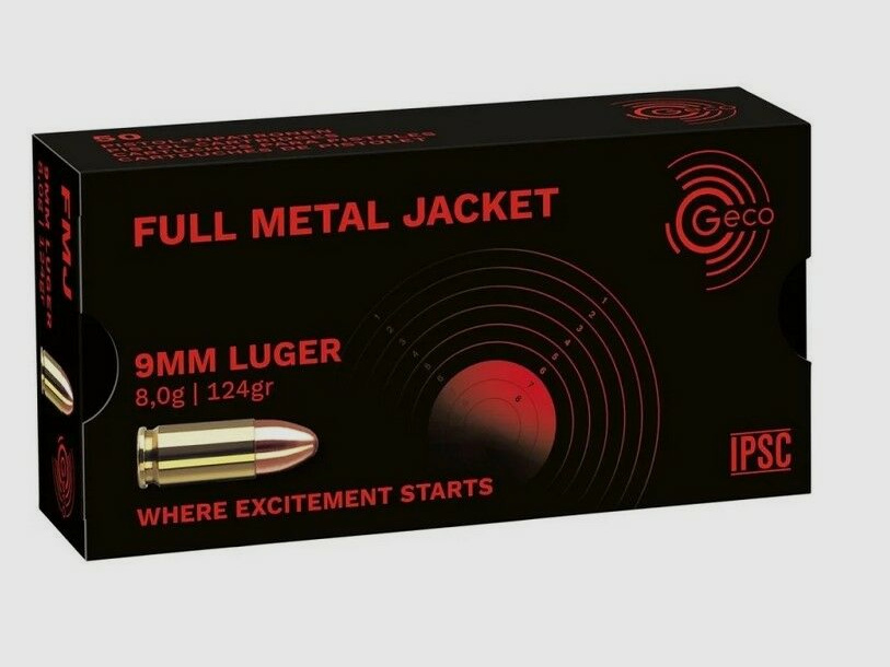Geco 9 mm Luger Vollmantel 8,0g/124grs.