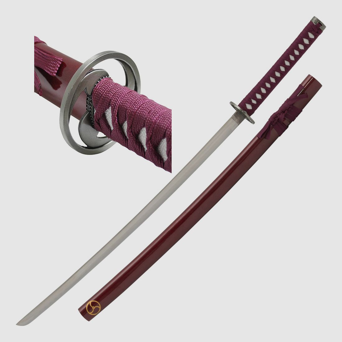 Samuraischwert rot inklusive Holz Scheide
