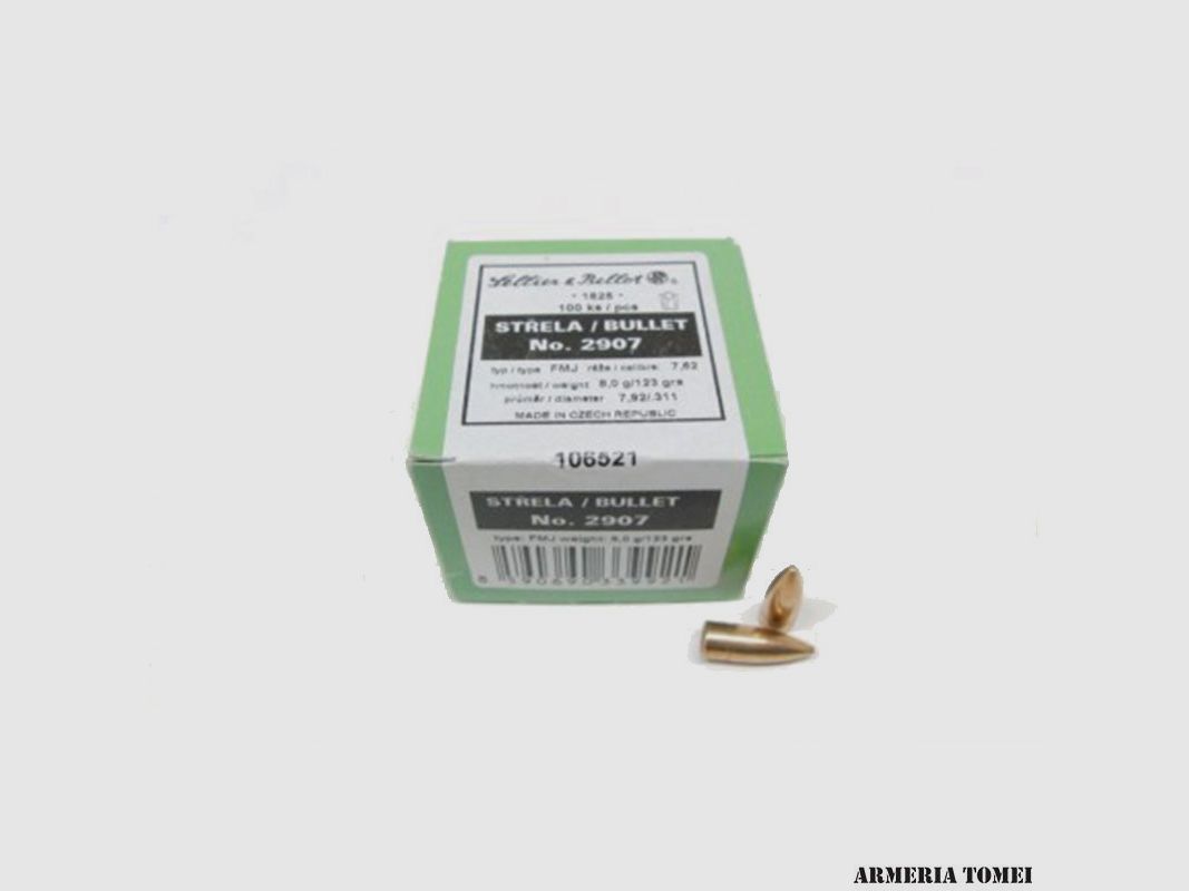 PALLE DA RICARICA – SELLIER & BELLOT – 7,62 (7,92/.311) – 8,0G / 124GR FMJ (100PZ) -2907