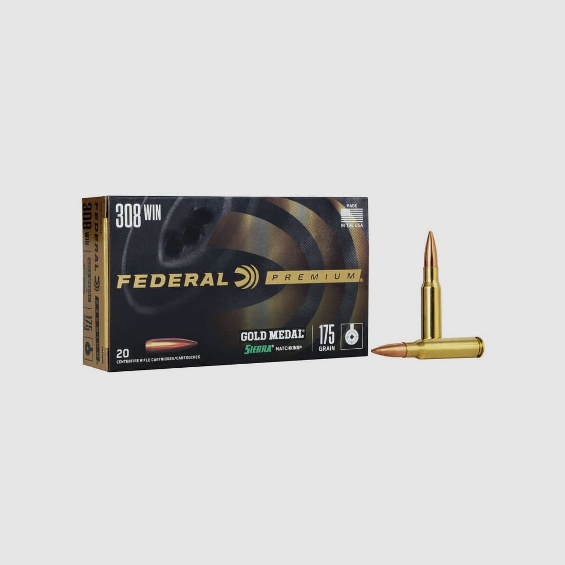 .308 Win. Federal Premium Gold Medal Sierra BTHP 175grs.