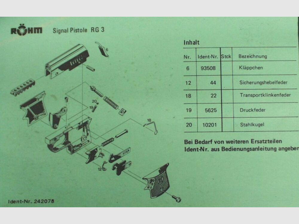 Röhm RG3 Ersatzteile Signal-Pistole RG3