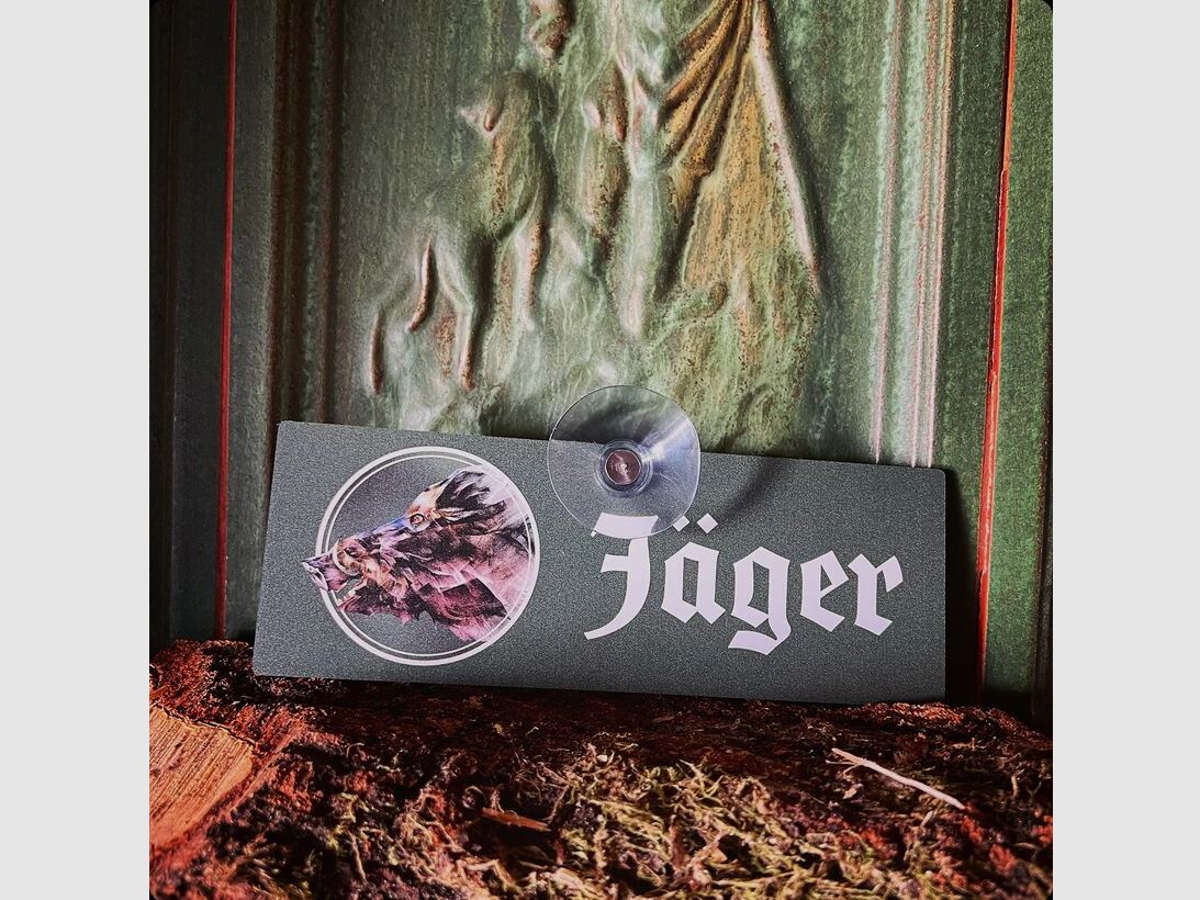 Wilde Hilde Autoschild mit Saugnapf - "Jäger"