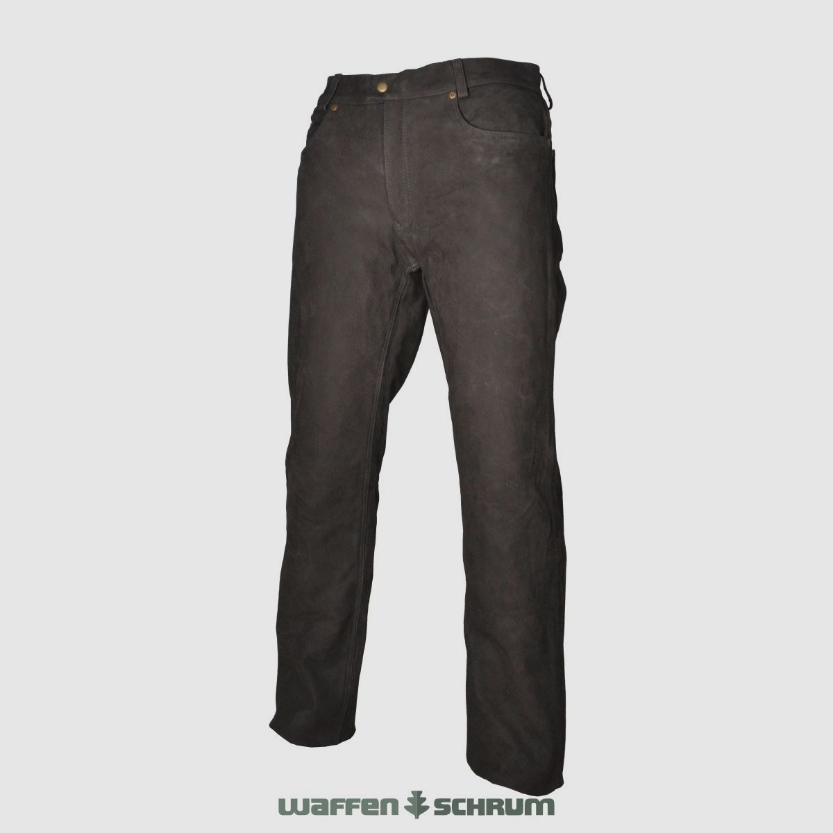 Pantalones de cuero Hubertus de auténtico cuero de búfalo marrón