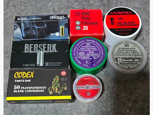 Platzpatronen 9mm PAK 9mm RK .35 .45 Short 6mm Flobert Walther Skullfire Berserk
