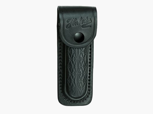 schlankes Messer-Etui schwarz Leder mit Muster für Messer 13cm Heftlänge