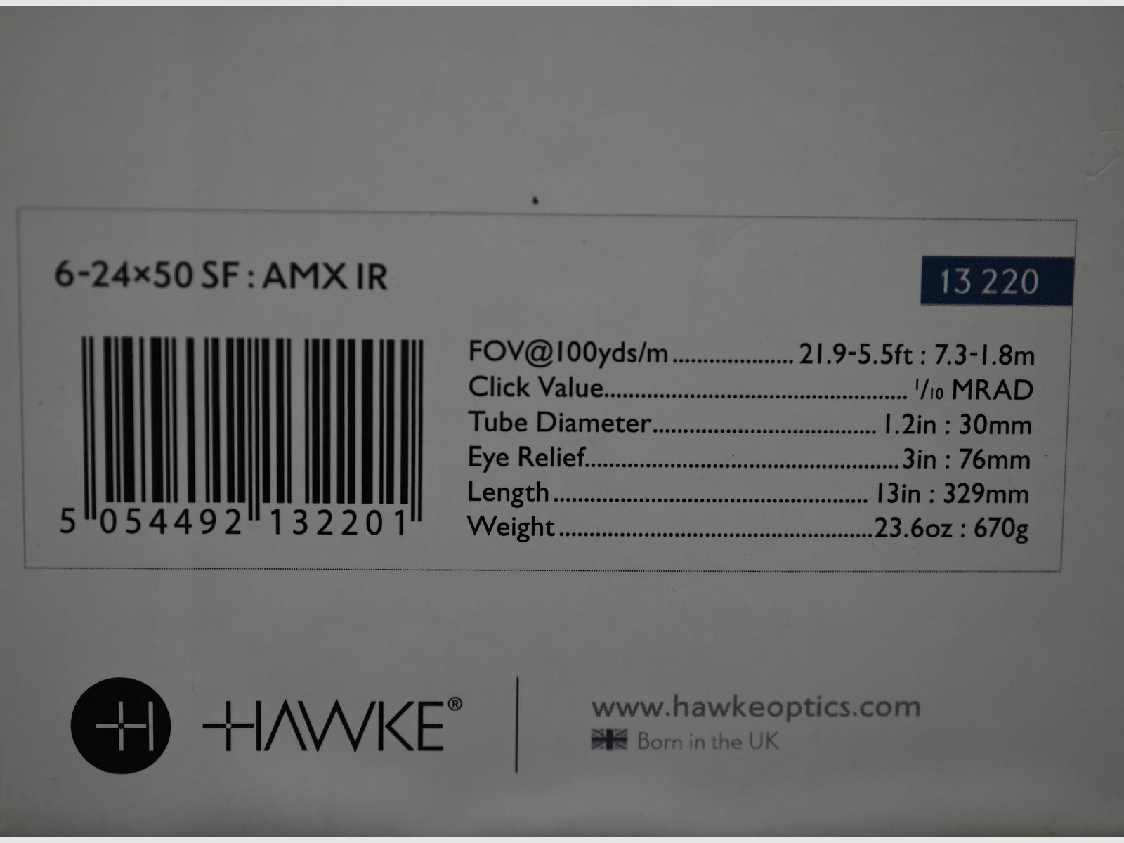 HAWKE 13220 Airmax 30 SF Kompakt 6-24x50 AMX IR Luftgewehr Zielfernrohr/Scope