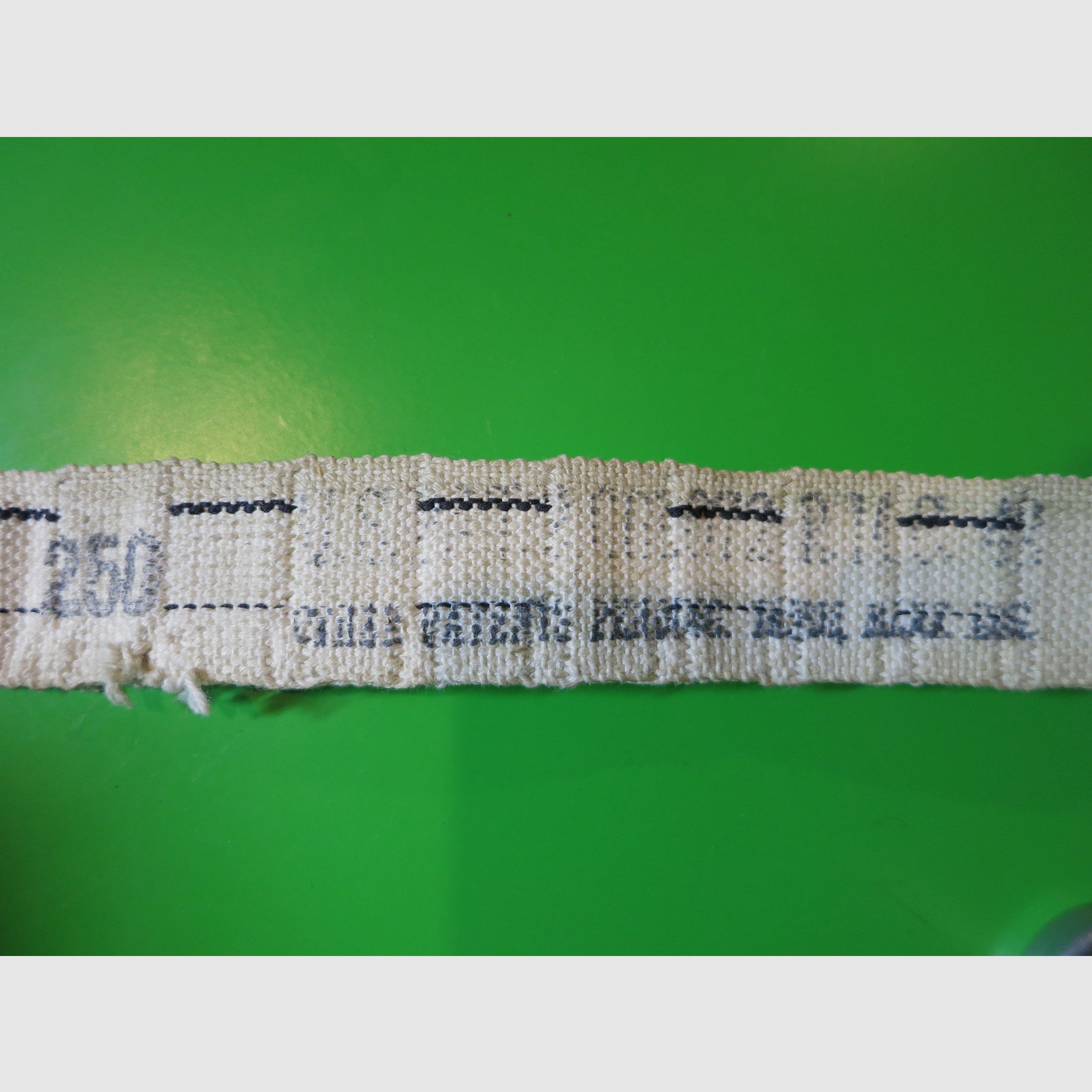 Ceinture en tissu Browning Cal .30 US de la WW2, M1919 USGI, ceinture de munitions en tissu originale R.M.C.