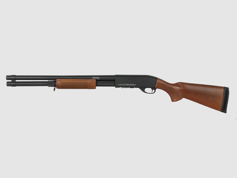 ST870 Pump Action Shotgun max. 0,5J Federdruck, Echtholz, lange Version