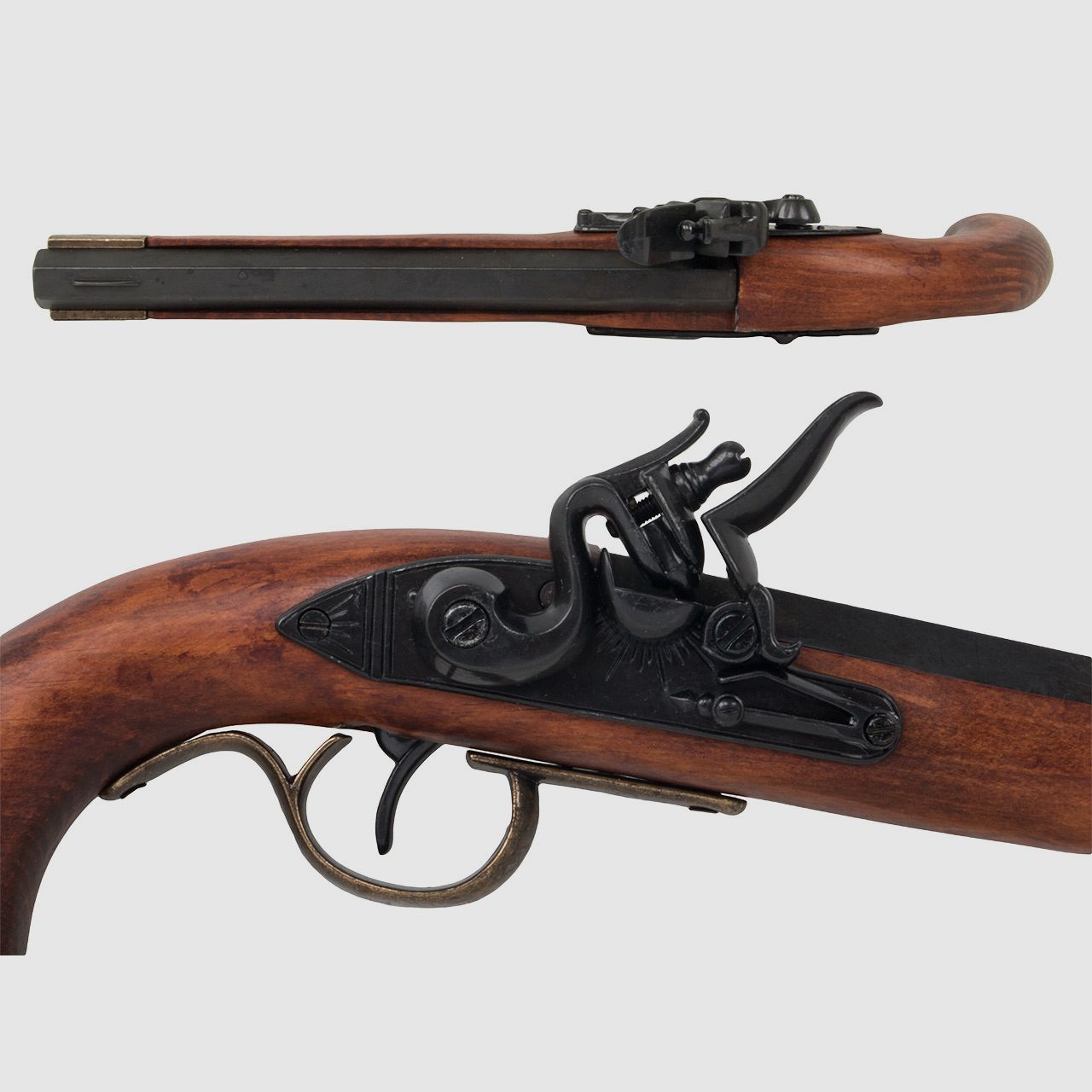 Denix SteinschloĂźpistole Kentucky USA 19 Jahrhundert LĂ¤nge 39 cm schwarz messing