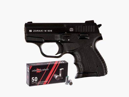 Zoraki 906 black / chrome in set 9 mm P.A.K. + blank cartridges