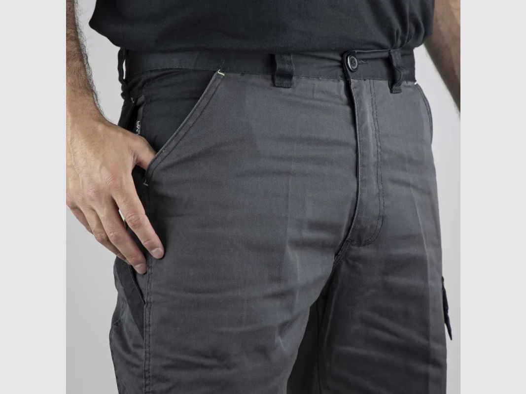 Pantaloni da lavoro corti 4 tasche poliestere cotone grigio nero 38 a 52, immagine 9 di 15