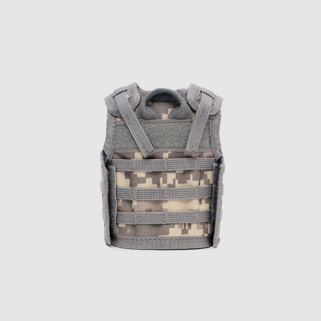 Mini Tactical Schutzweste mit Fronttaschen für Bierflasche / Weinflasche / Thermosflasche - Digital-ACU