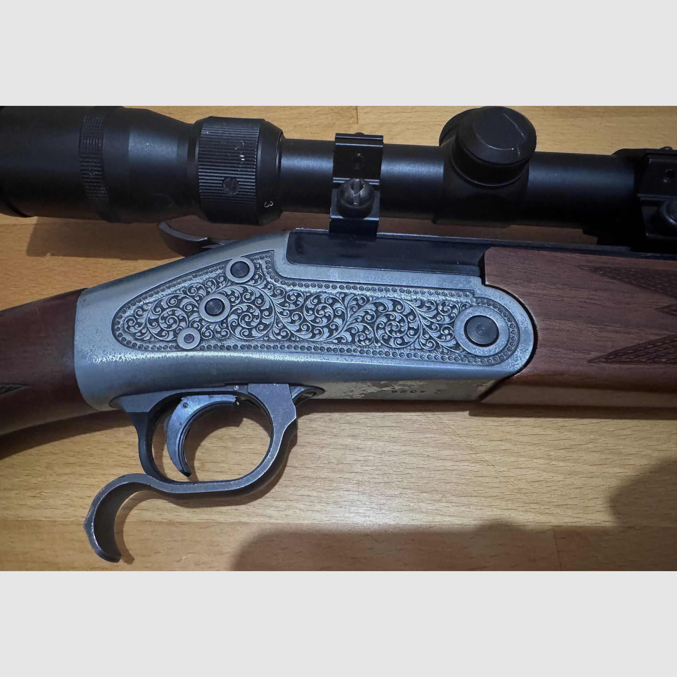 Break-action rifle Rhöner Sportwaffen Weisbach in caliber .22 Hornet with scope Prinzess 3-9x