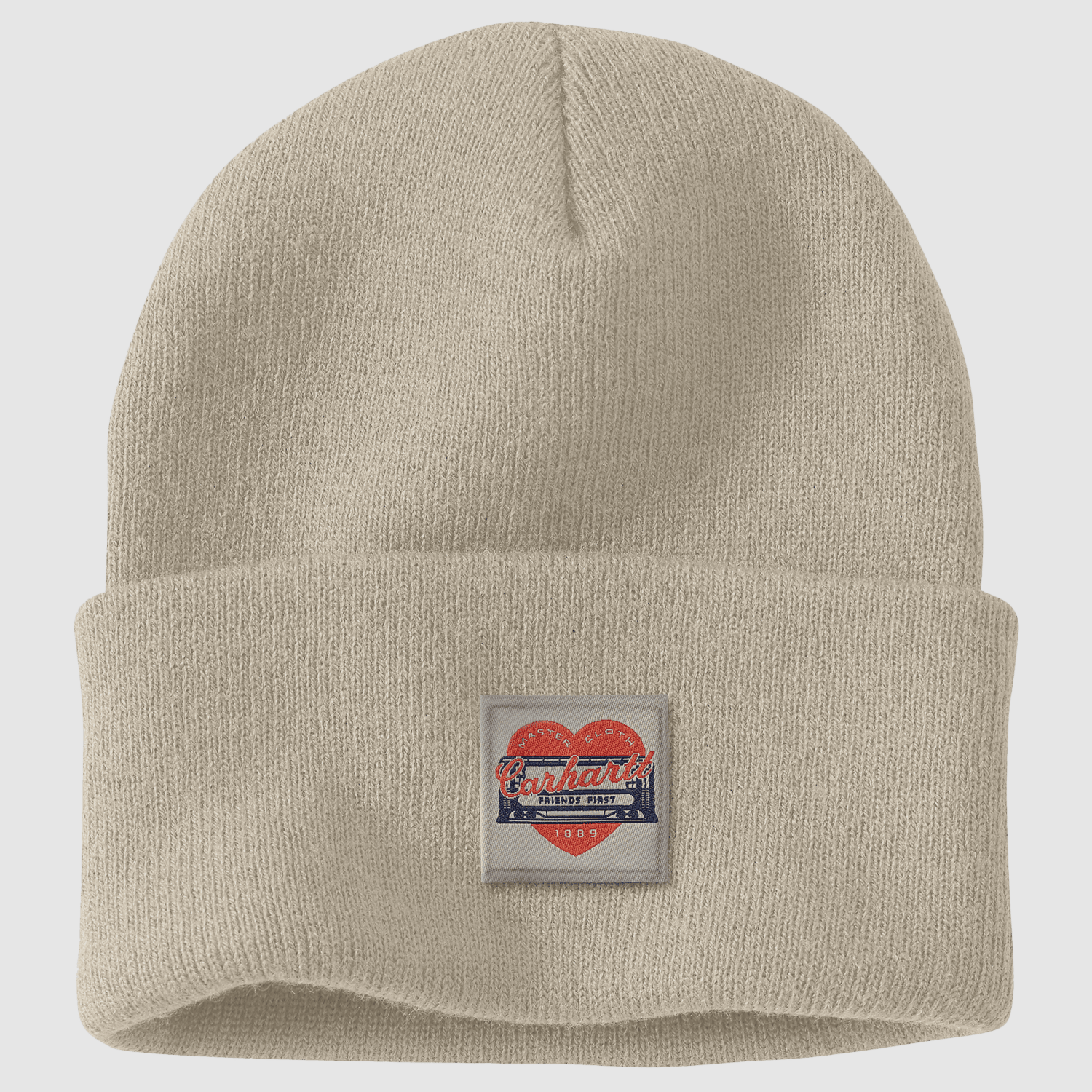 Carhartt Knit Heart Patch Beanie Women Oat Milk