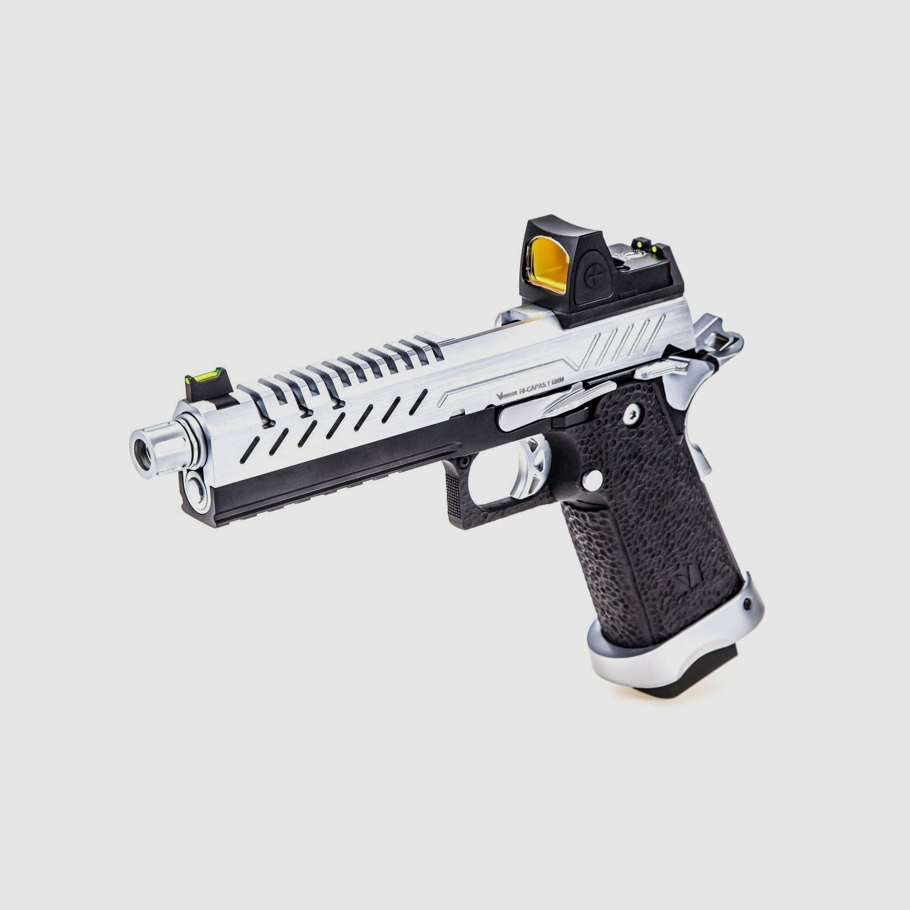 REPLIK GBB GAS HI-CAPA 5.1 SCHWARZ / CHROM 1,0J + ROTPUNKTVISIER BDS, Bild 1 von 4