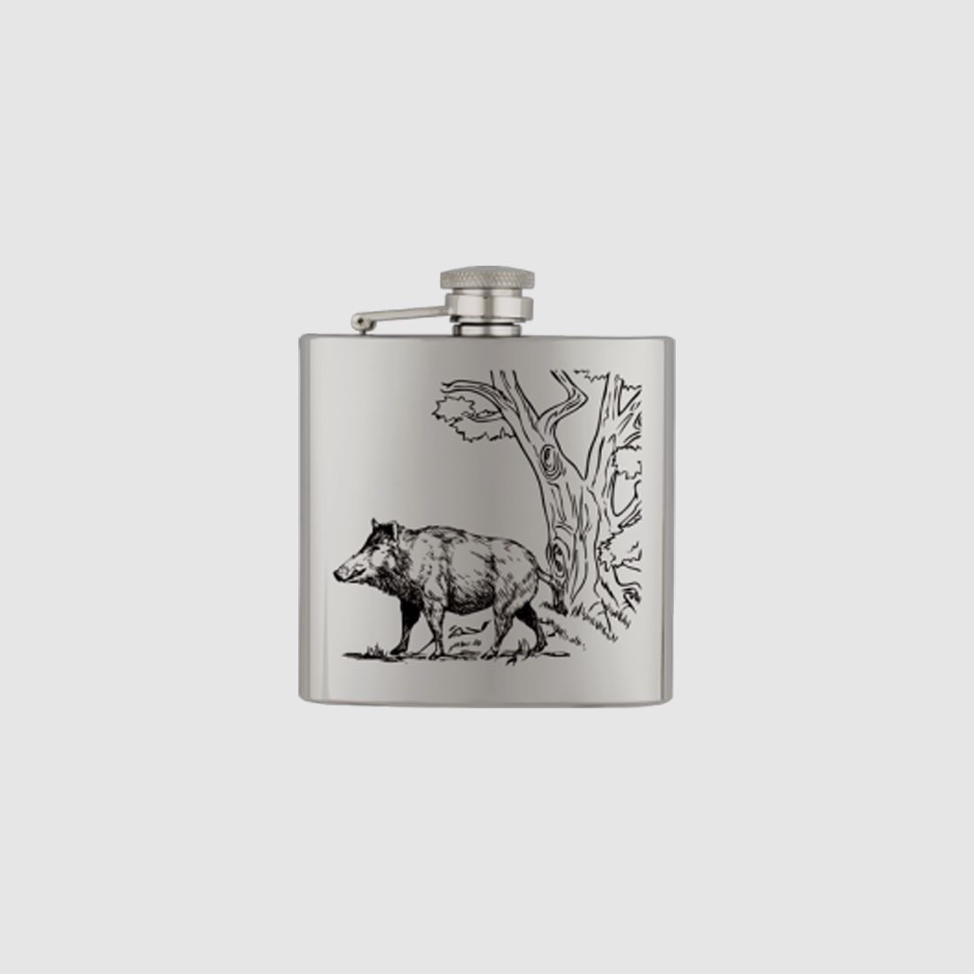 Flacon en acier inoxydable de chasse avec gravure de sanglier
