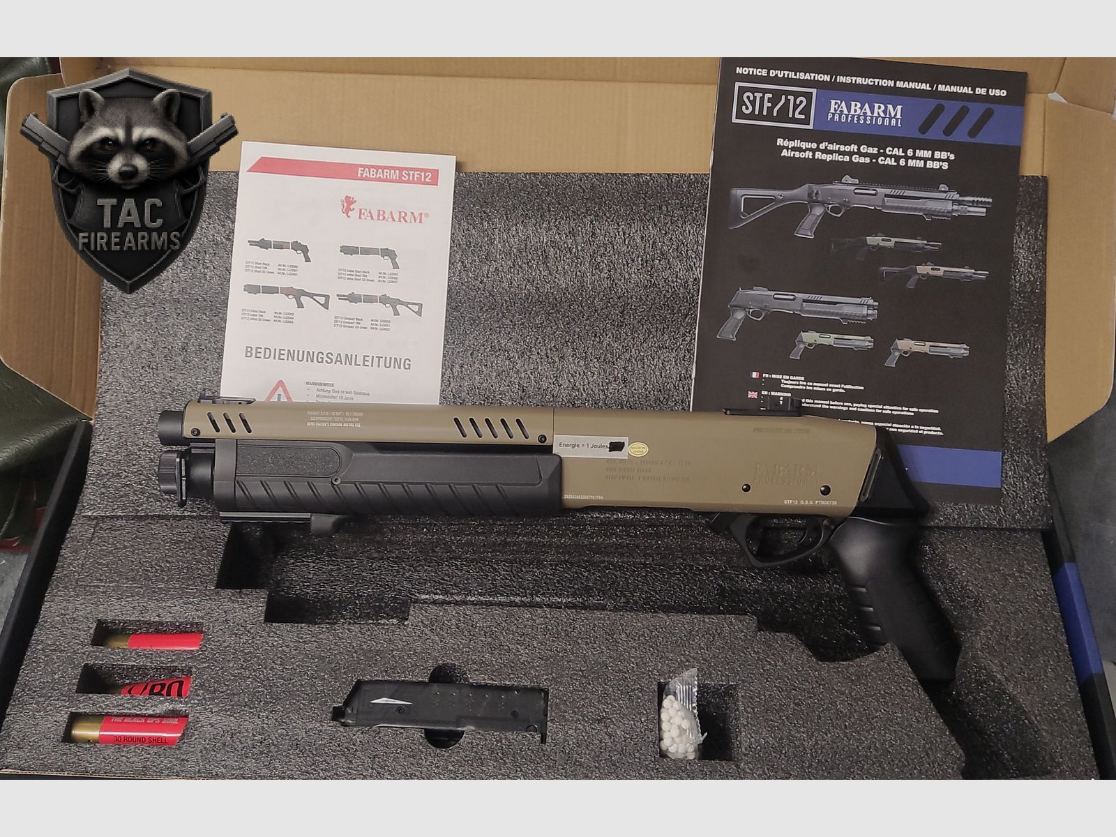 FABARM STF12 Inicial corto US Tan 6mm - Airsoft Gas libre a partir de 18 Nuevo en stock